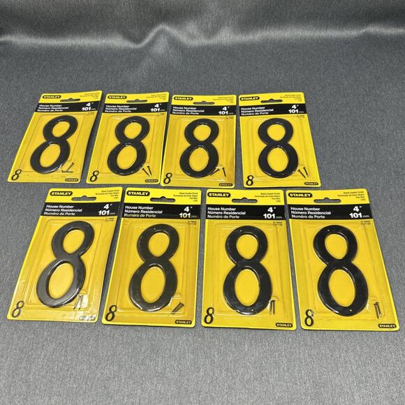 Vintage 2002 Stanley House Number 8 Black Finish 4" NOS 57-9958 USA Packaged - Picture 7 of 8